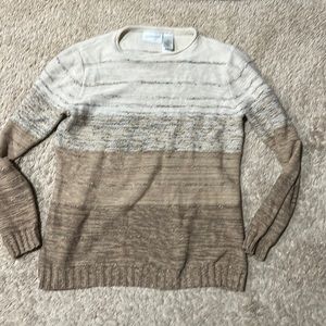 Liz Claiborne neutral multi color knit sweater cotton blend